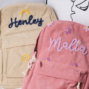 Handgefertigter Cord-Rucksack: Individuell bestickte Schultasche für Kinder und Kleinkinder