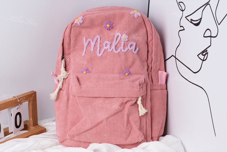 Handgefertigter Cord-Rucksack: Individuell bestickte Schultasche für Kinder und Kleinkinder Bild 2