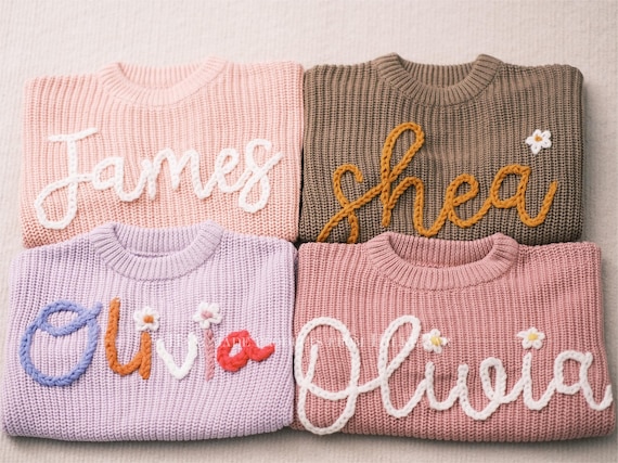 Cherished Custom Baby Sweaters Personalize Their Name With Exquisite Embroidery Etsy UK