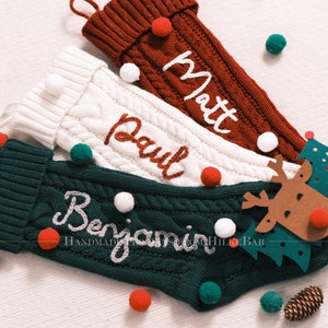Medias navideñas familiares personalizadas: bordadas a mano con nombres personalizados