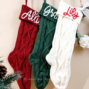 Personalized Knit Christmas Stocking: Custom Embroidered Family Holiday Decor