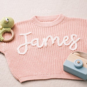 Handbestickte Babypullover: Ideal für Geschlechtsankündigungen, Meilensteinfotos, Taufen und exquisite Geschenke zum Gedenken an Ihr Baby Bild 4