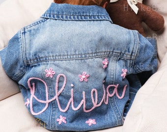 Personalized Hand-Embroidered Denim Jacket for Toddlers: A Unique and Stylish Addition to Your Baby’s Wardrobe!