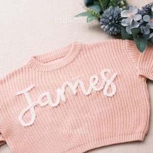 Handbestickte Babypullover: Ideal für Geschlechtsankündigungen, Meilensteinfotos, Taufen und exquisite Geschenke zum Gedenken an Ihr Baby Bild 5