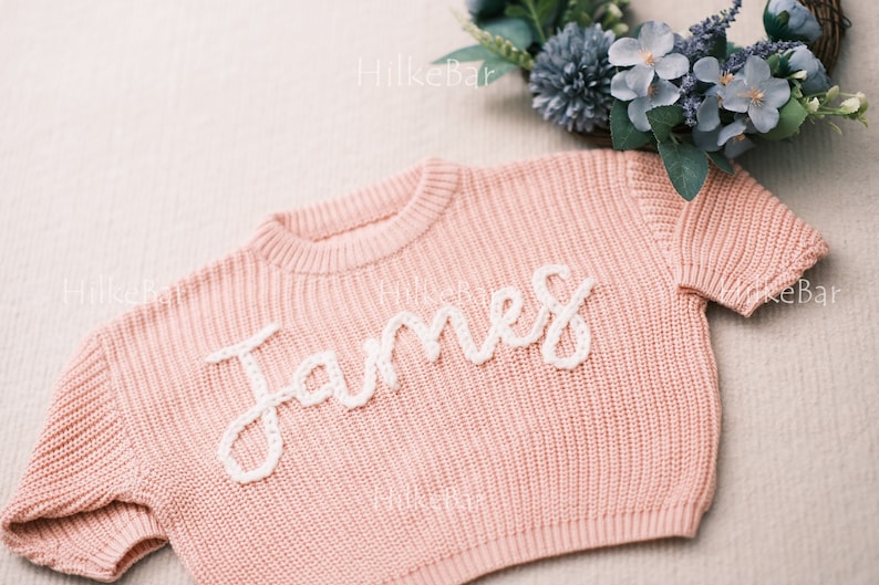 Handbestickte Babypullover: Ideal für Geschlechtsankündigungen, Meilensteinfotos, Taufen und exquisite Geschenke zum Gedenken an Ihr Baby Bild 5