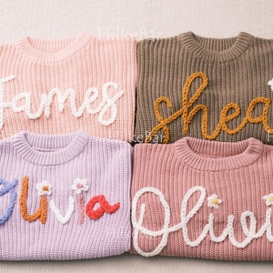 Preciosos suéteres personalizados para bebés: personalice su nombre con exquisitos bordados imagen 3