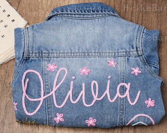 Personalized Hand-Embroidered Denim Jacket for Toddlers: A Unique and Stylish Addition to Your Baby’s Wardrobe!