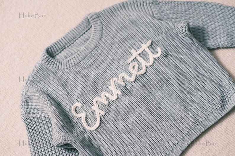 Personalized Baby Girl's Sweater with Hand-Embroidered Name and Monogram A Heartwarming Christmas Gift from Aunt image 1