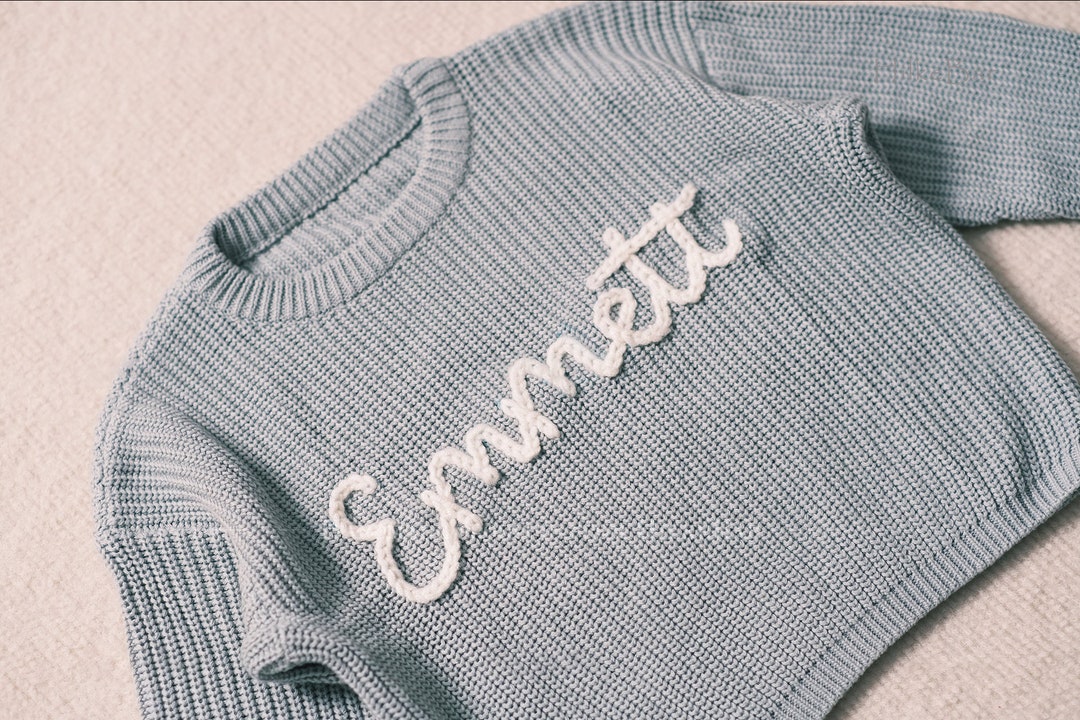 Personalized Baby Girl's Sweater With Hand-embroidered Name and