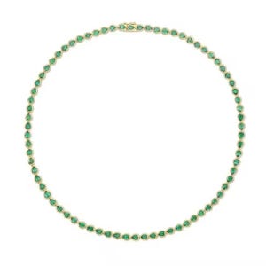 Vergoldete Birne Smaragd Tennis Halskette, Lab erstellt grüne Edelstein Halskette für Frauen Halskette Jahrestag Geschenk Hochzeit Tennis Halskette