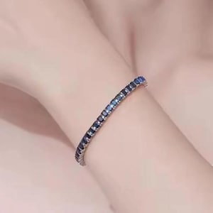 14k gold sapphire tennis bracelet, Dainty blue sapphire cz bracelet, 4mm tennis bracelet, Gifts for her, Unisex bracelet