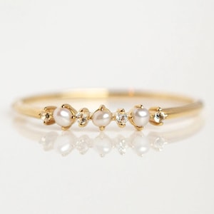 Natural Pearl Ring Dainty Pearl Ring 14k Solid Yellow Gold Pearl Ring Simple Ring June Birthstone Minimalist Ring Sterling Silver Pearl Ring