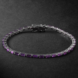 Amethyst Tennis Bracelet, Gold Amethyst Bracelet, February Birthstone Bracelet, Amethyst Tennis Bracelet, Bracelet For Women Gift For Her