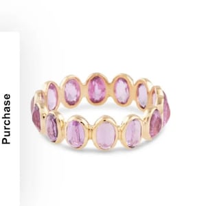 Modern Stackable Pink Sapphire Eternity Band Ring in 18k Yellow Gold Plated Birthstone Wedding Ring, Stacking Ring, Pink Eternity Ring,