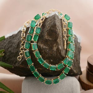 emerald green tennis choker, colorful tennis choker, 18k gold plated green necklace, green tennis necklace
