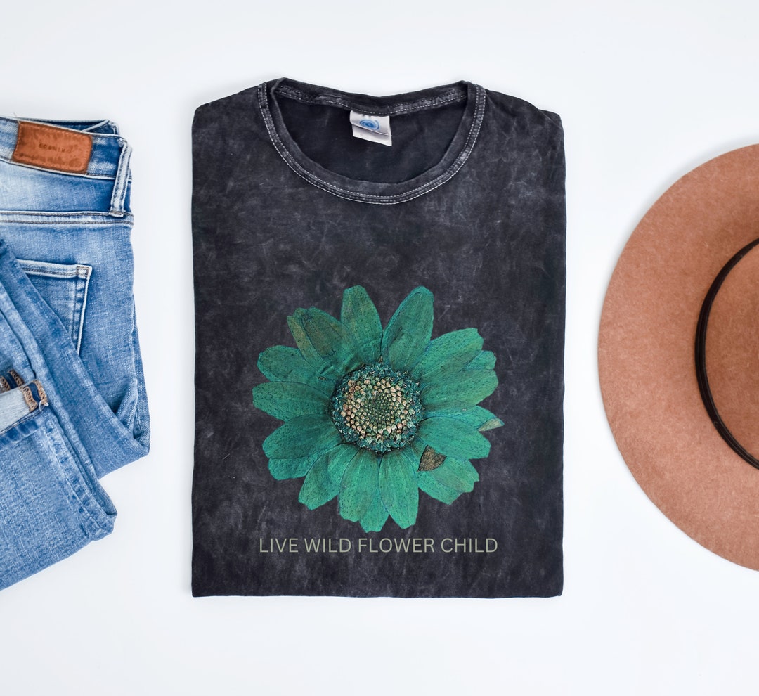 Live Wild Flower Child Unisex Mineral Wash T-shirt, Wildflower T-shirt ...