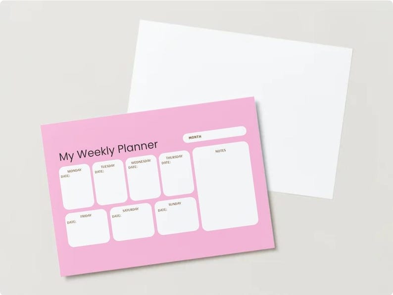 A4 Size Weekly Planner-light Pink - Etsy