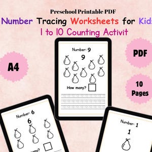 Numbers 1-10 Tracing Worksheet for Kids | Preschool & Kindergarten Math Activity | Printable PDF Learning Sheets