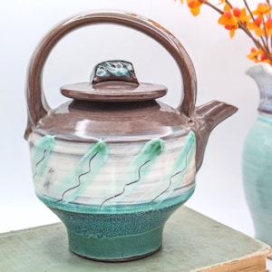 Jonathan Harper postmodern teapot, Canadian vintage 1990s studio pottery