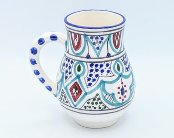 Colorful hand painted Le Souk-style Tunisian mug