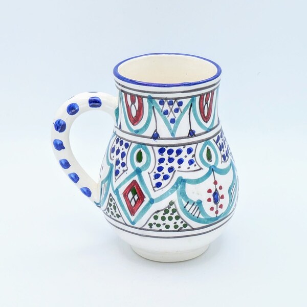 Colorful hand painted Le Souk-style Tunisian mug