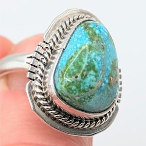 Jake Sampson Navajo ring, sterling silver and Sonoran Gold turquoise sz 6.5