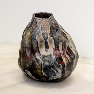 Vintage raku sculptural folded vase