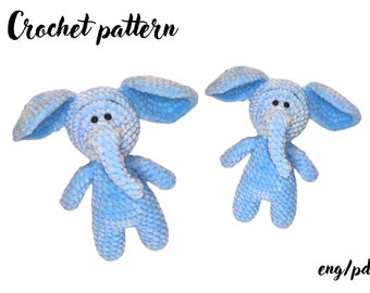 Crochet pattern plush elephant/ Amigurumi tutorial safari animals/ English pattern amigurumi pdf