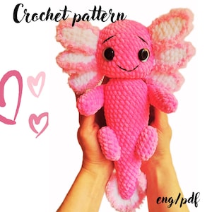 Axolotl crochet pattern/ Amigurumi sea creatures tutorial/ Funny plush axolotl crochet toy/ English crochet patern pdf