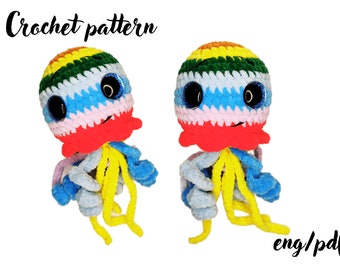Crochet pattern jellyfish, Amigurumi tutorial sea creatures, Stuffed sea animals crochet pattern, English pattern amigurumi pdf