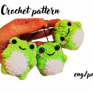 NO SEW keychain frog crochet pattern/ Easy amigurumi tutorial/ English pattern amigurumi pdf/ Crochet pattern small animals