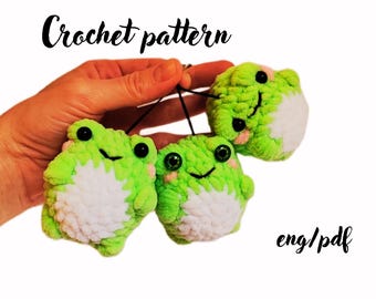 No Sew Crochet Frog Keychain Pattern, Easy Amigurumi (PDF)