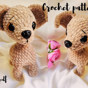 Crochet pattern small chihuahua/ Stuffed dog crochet pattern/ Amigurumi puppy plush toy/ English pattern amigurumi pdf