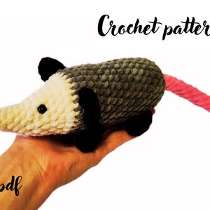 Opossum crochet pattern/ Small opossum amigurumi tutorial/ NO SEW crochet easy pattern/ English pattern amigurumi pdf