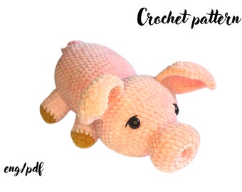 Crochet pattern plush pig, Amigurumi tutorial farm animals, Stuffed animals crochet pattern, English pattern amigurumi pdf