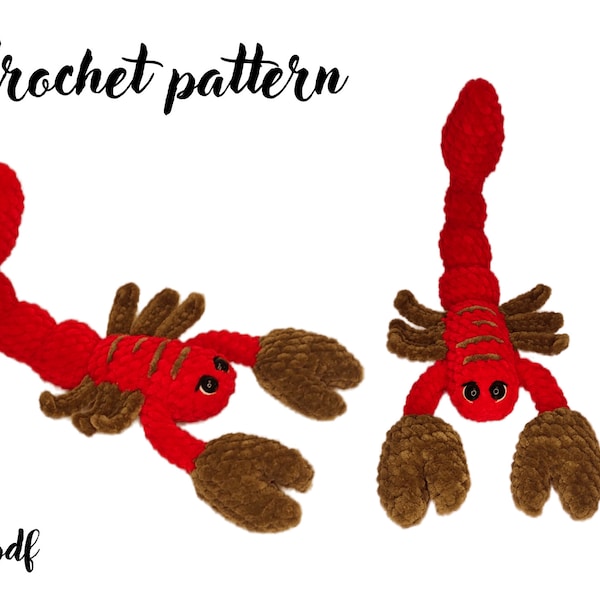 Crochet pattern scorpion, Amigurumi tutorial scorpion, English pattern amigurumi pdf