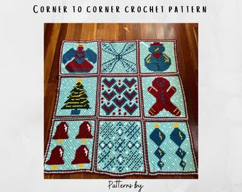 Crochet pattern, c2c, how to crochet, crochet lovers, crochet beginner, Xmas crochet, handmade crochet gift, crochet bag, crochet cushion