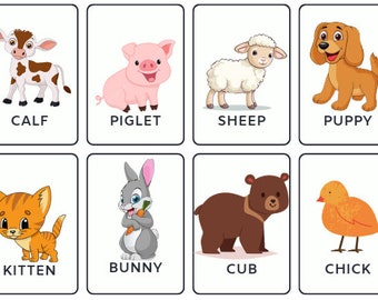 Printable Baby Animal Flashcards for Kids
