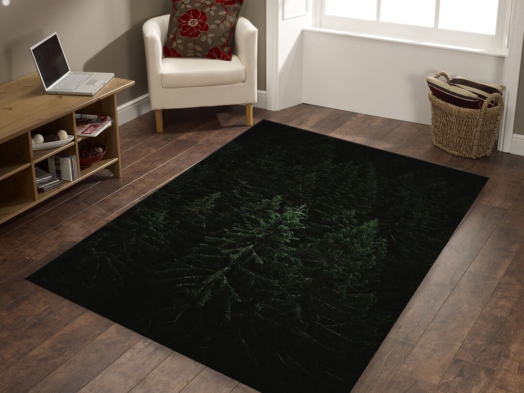 Tree Rug, Tree Patterned Rug, Tree Carpet, Dark Colored Rug