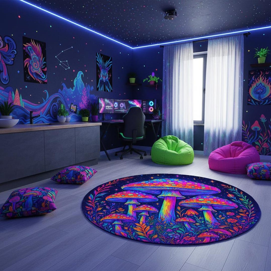 Toadstool Rug Purple Mushroom Rug – Enchanted Toadstool Carpet With Fantasy Forest ...