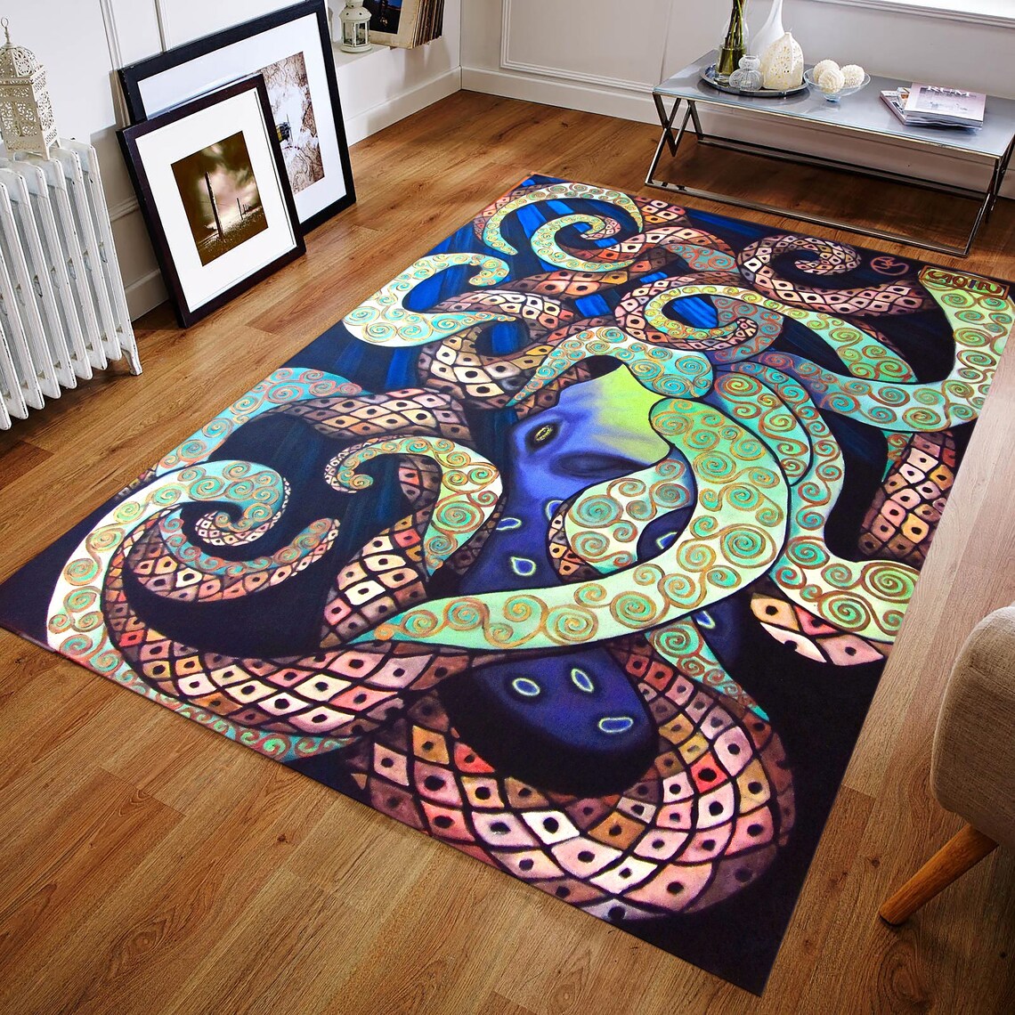 Octopus Rug, Wild Animal Rug, Underwater Creature Rug, Artistic Rug ...
