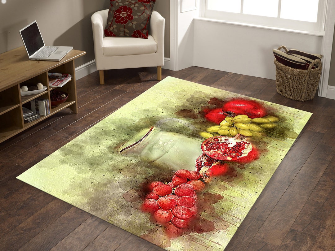 Fruits Rug, Fruity Rug,kitchen Rug,portrait Rug,light Colored Rug