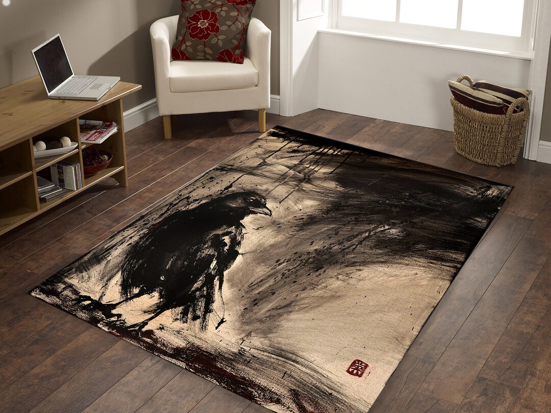Crow Rug, Crow Carpet, Bird Rug, Bird Carpet, Animal Rug, Artistic Rug ...