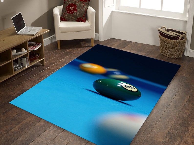 Billiard Table Rug – Blue Pool Hall Carpet for Game Rooms & Man Caves ...