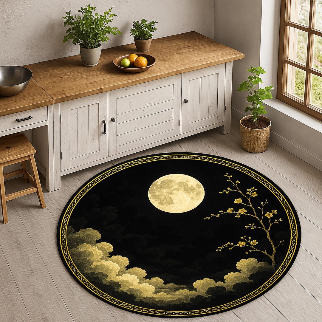 Moonlight Rug – Elegant Black Night Carpet With Minimalist Glow Design ...