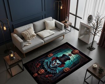 Gothic Clown Rug: Spooky Halloween Clowncore Decor