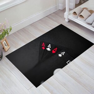 Tappeto da poker, tappeto da gioco di carte, tappeto da gioco di poker, tappeto di colore scuro, tappeto multicolore, tappeto artistico, arredamento di lusso per la stanza, tappeto moderno, tappeto fresco