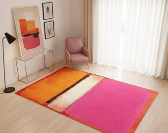 Roze-oranje abstract vloerkleed: tapijt moderne kunst