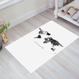 Alfombra con mapa del mundo, color claro, multicolor, artística, decoración de lujo, moderna, moderna