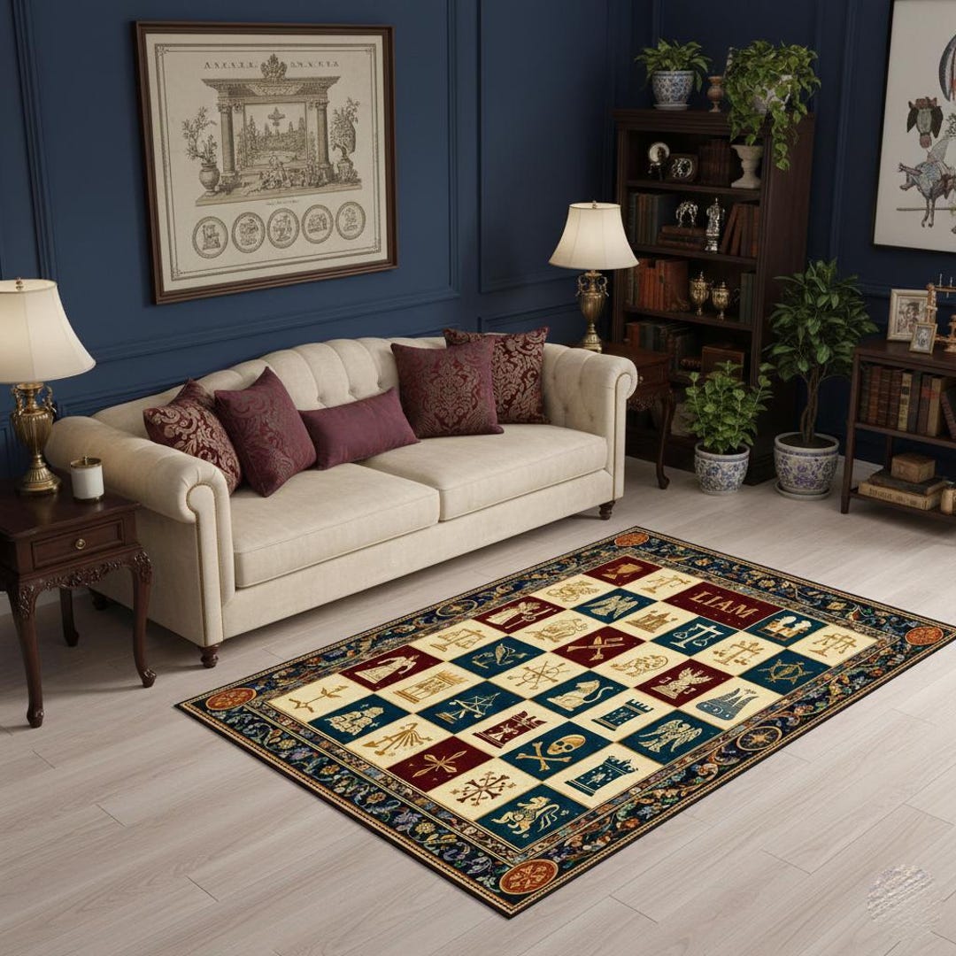 Chess Board Rug Classic Black White Checkered Carpet for Study Office ...